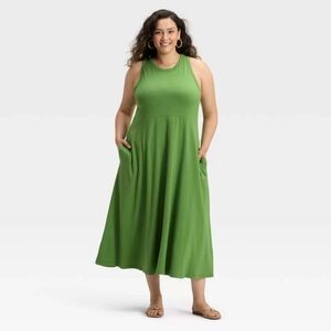 NWT Green Knit Maxi Tank Dress Size 2X